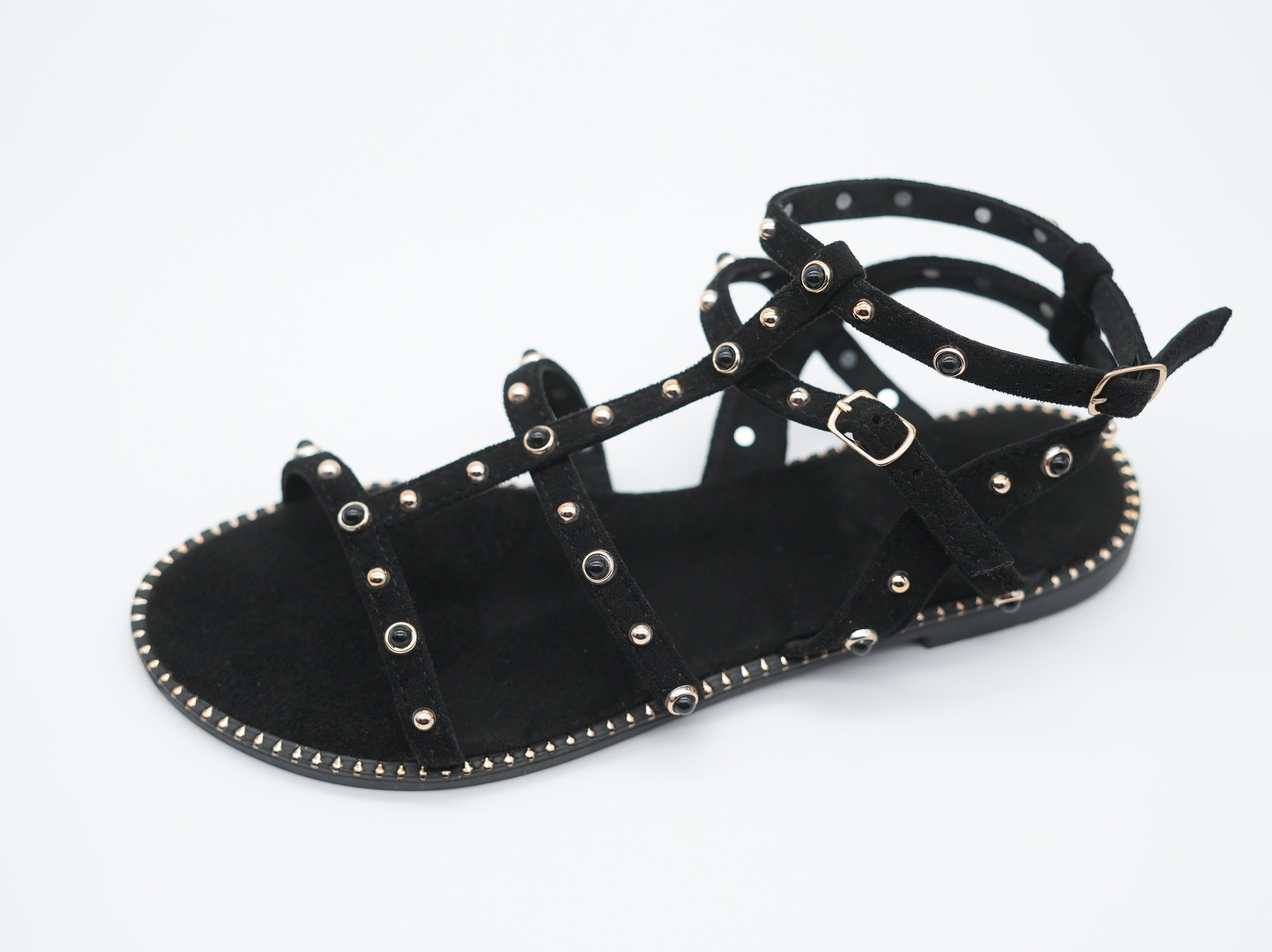 Sandalen mit Nieten Schwarz