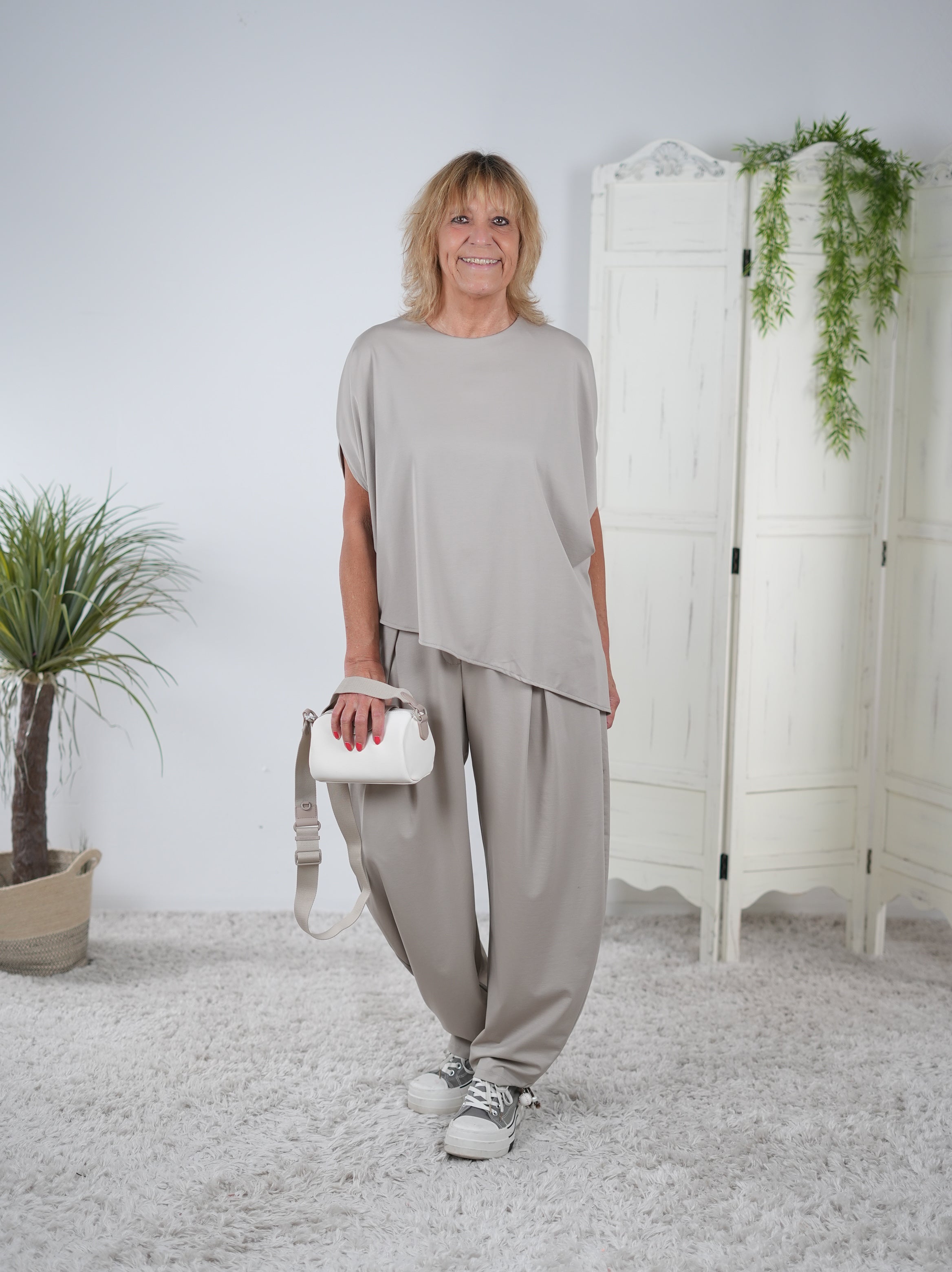 eleganter 2-Teiler, unifarben Taupe