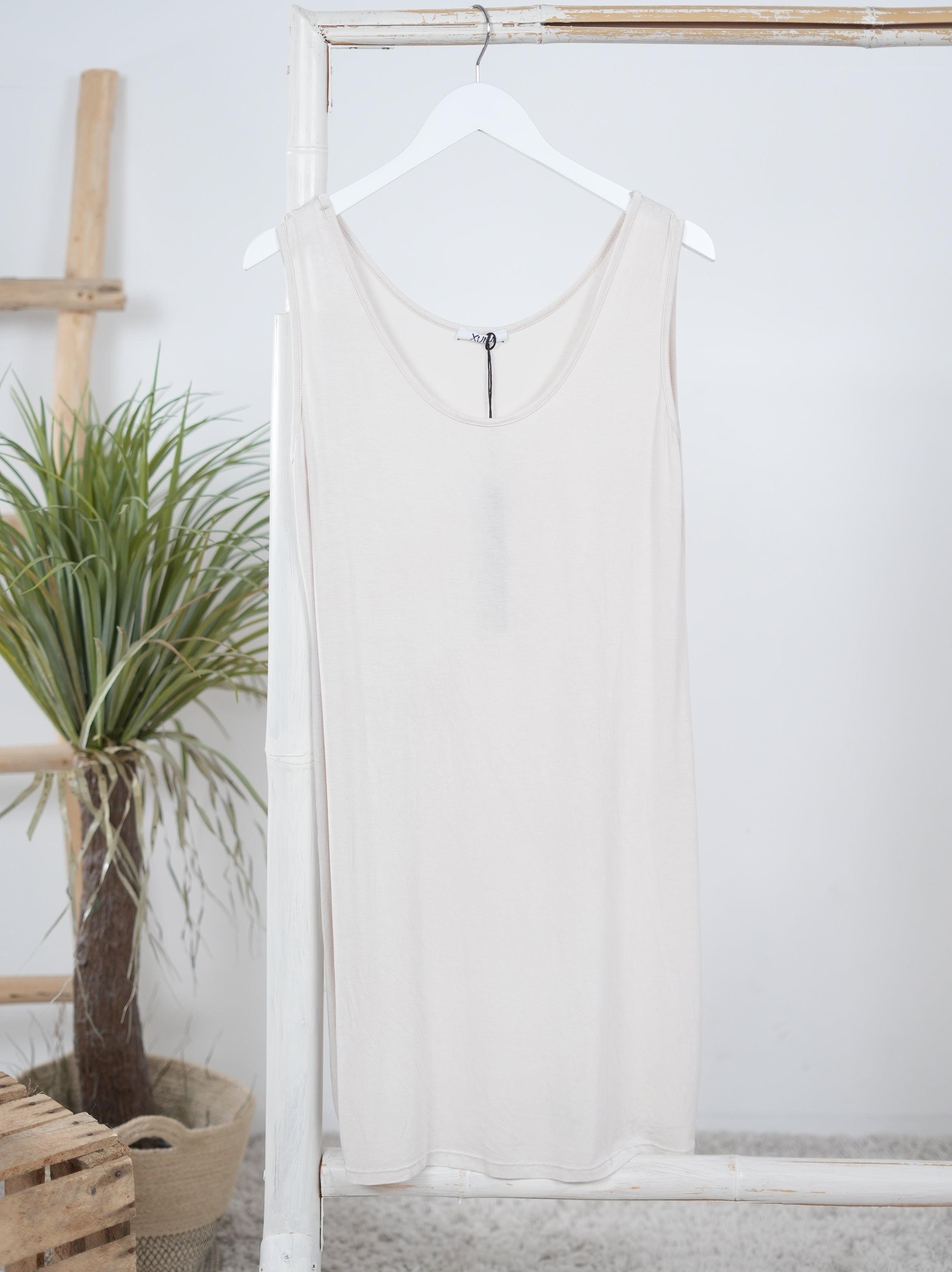 elastisches Long Top Beige