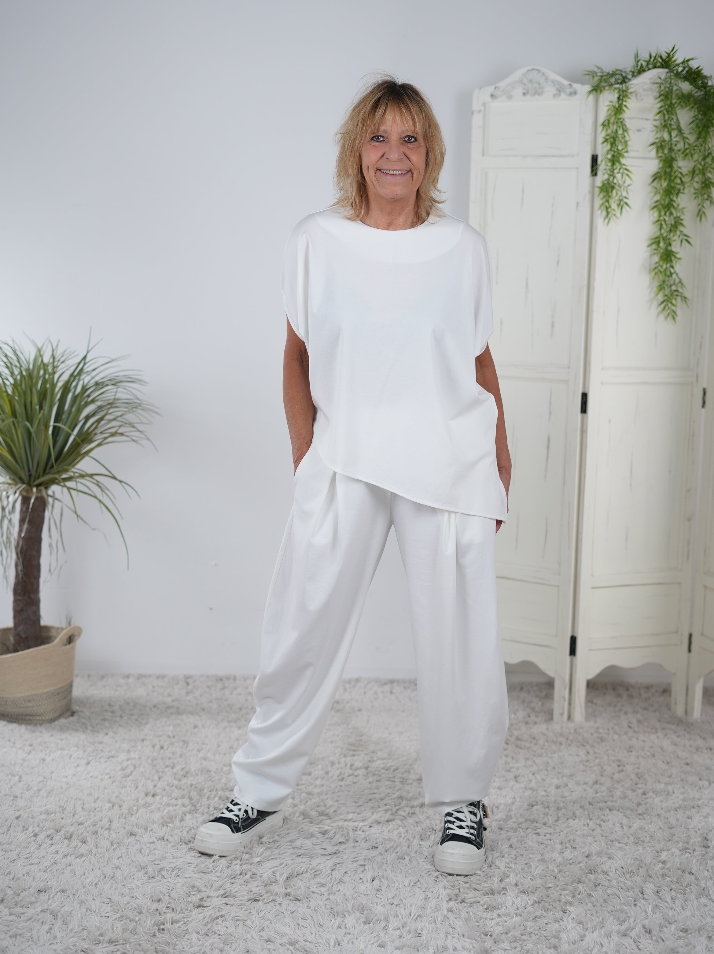 eleganter 2-Teiler, unifarben Weiß