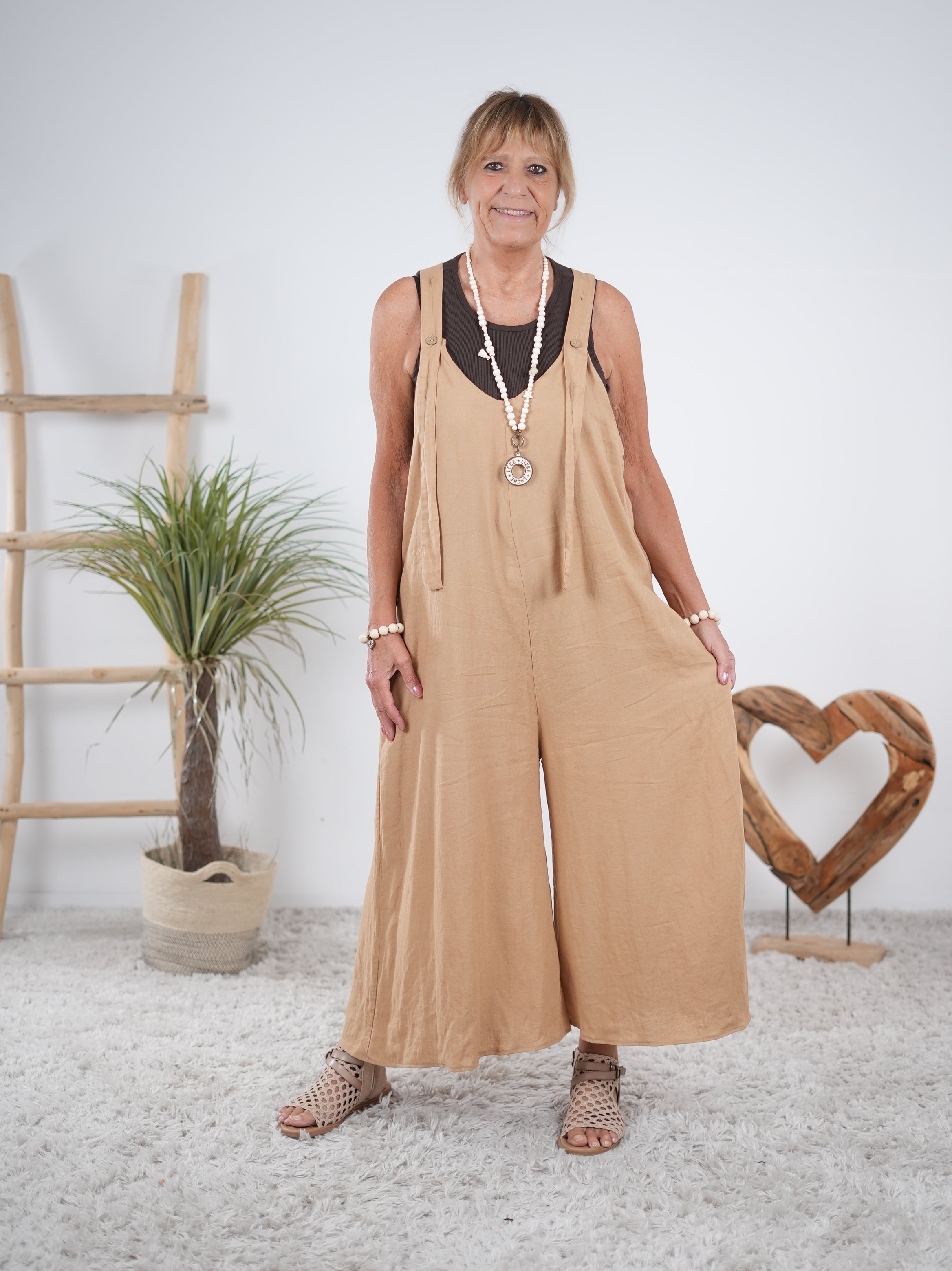 Leinen Jumper mit weitem Bein