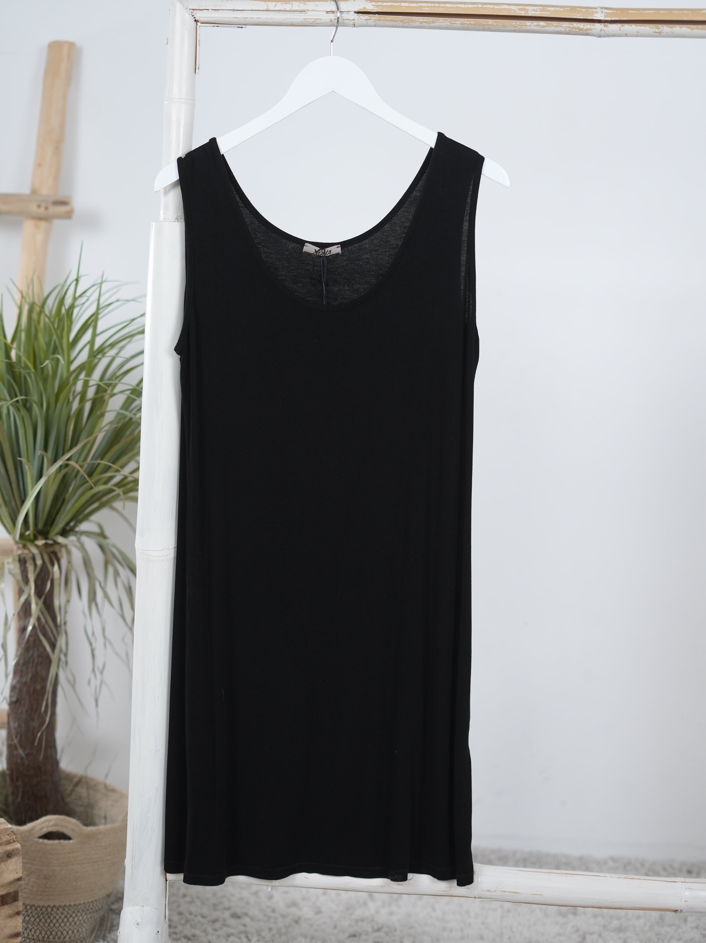 elastisches Long Top Schwarz