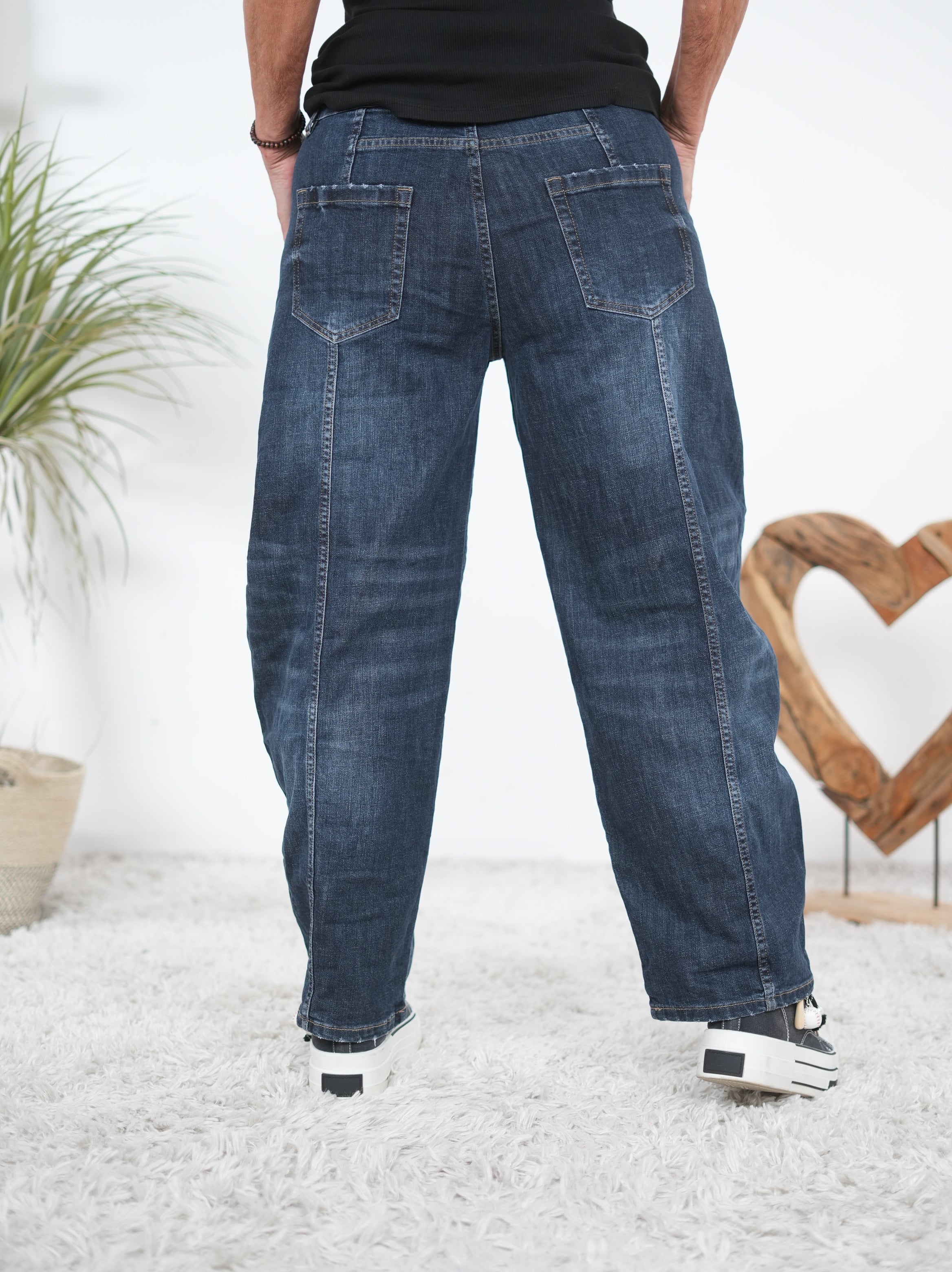 Weite Barrel Jeans, dark blue