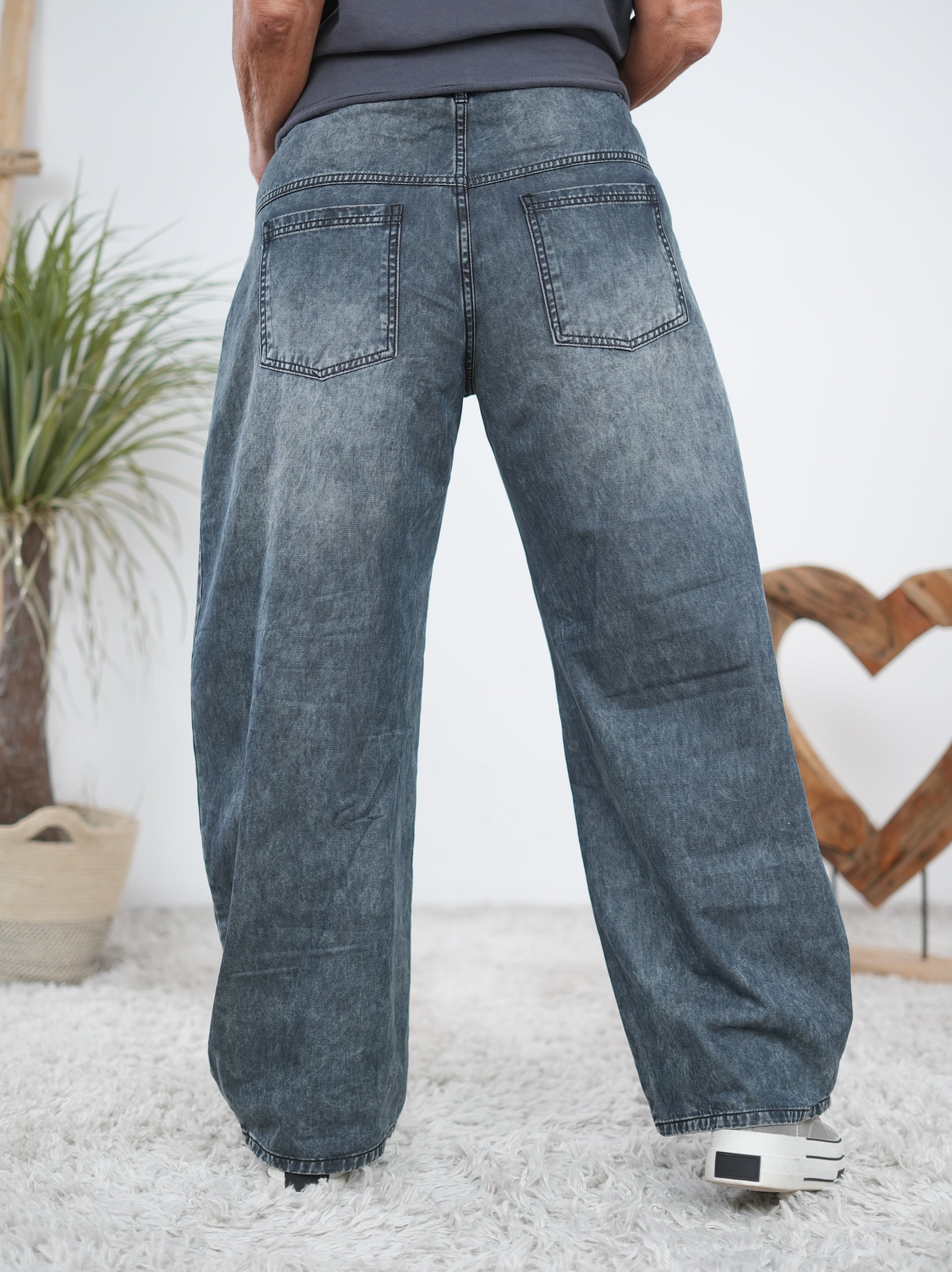 ausgefallene Barrel Jeans mit seitlichem Reißverschluss