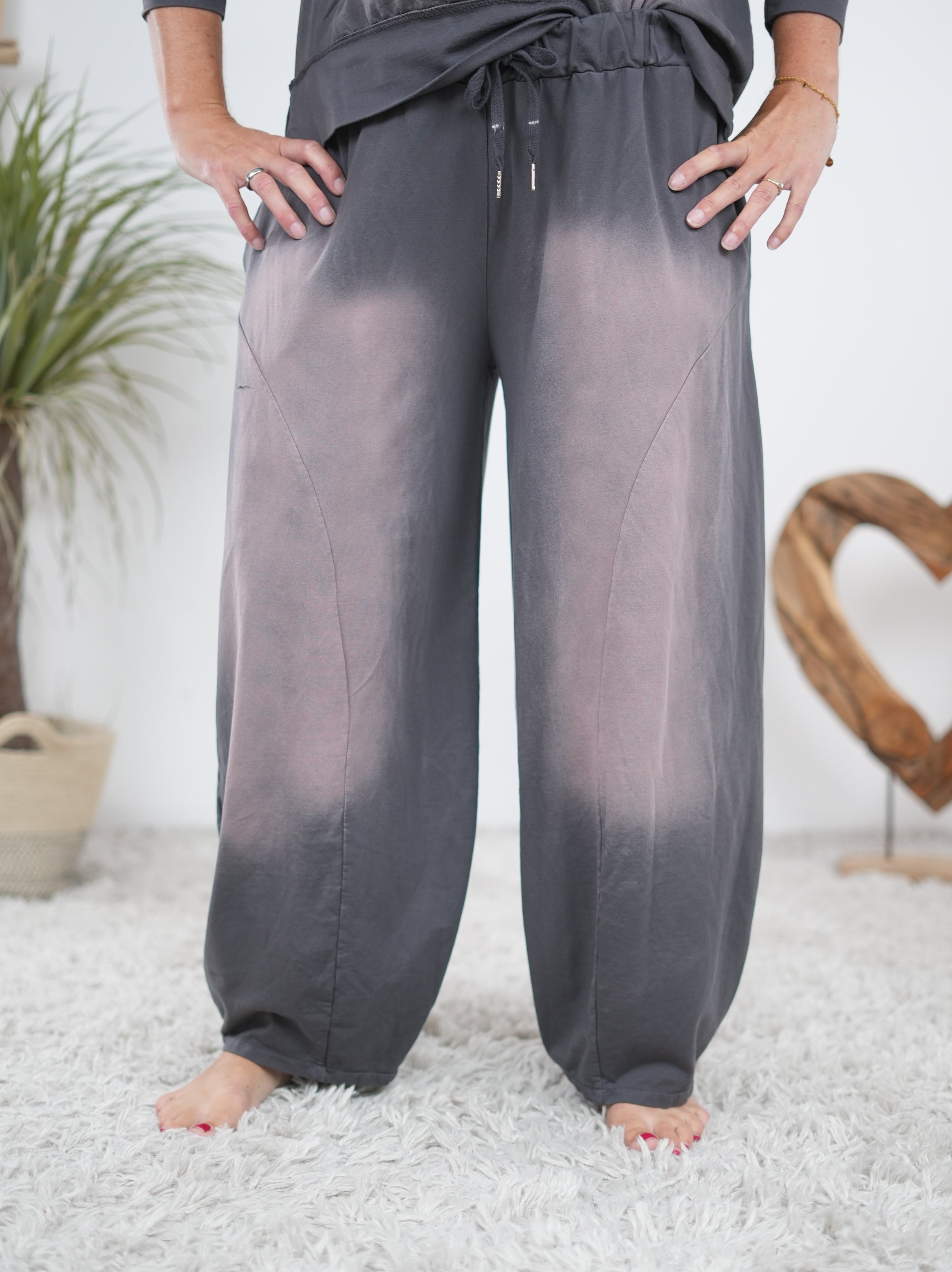 Ballonhose mit ausgefallener Waschung Anthrazit