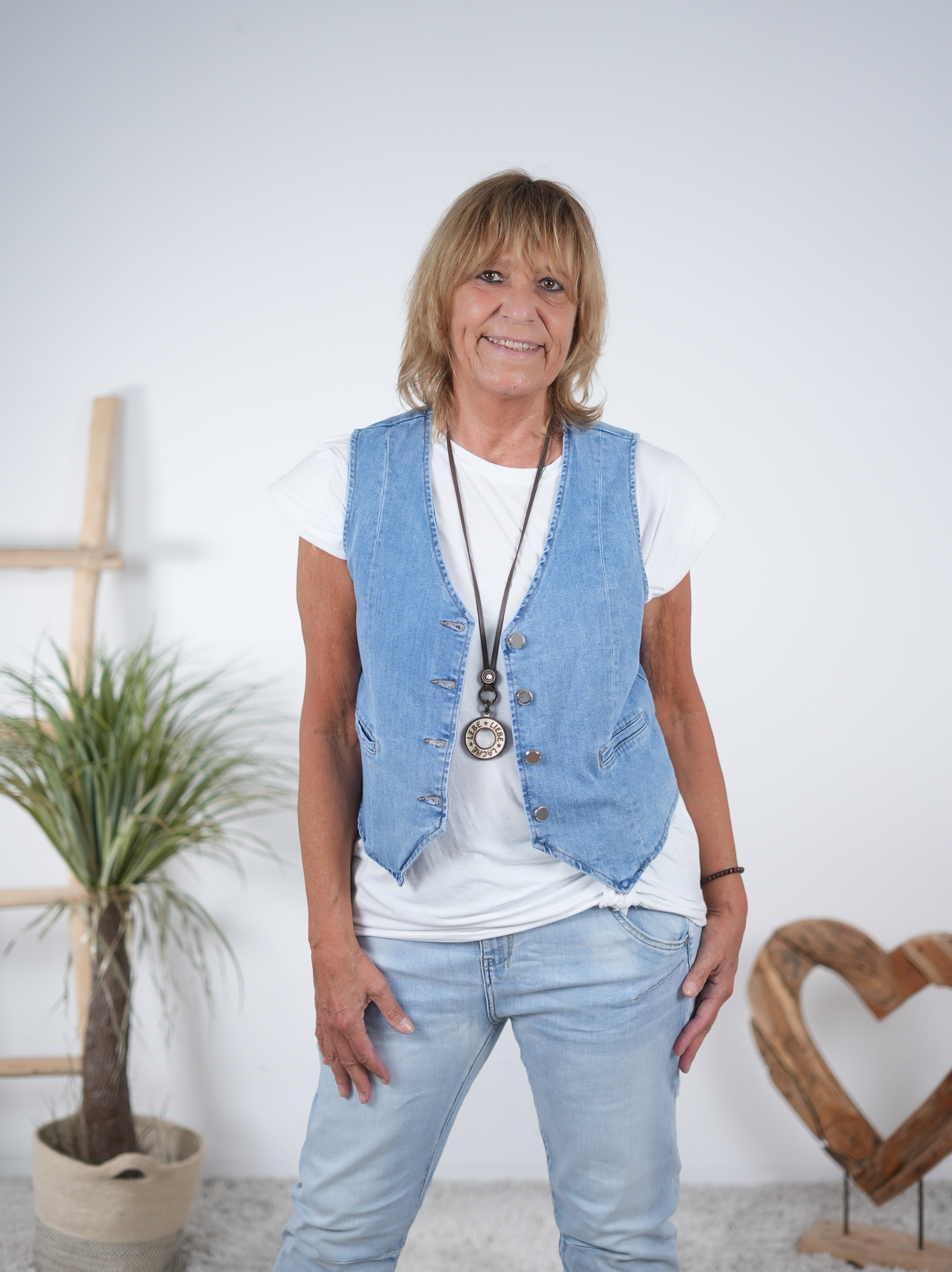 Jeans Weste mit Knopfleiste helles Blau