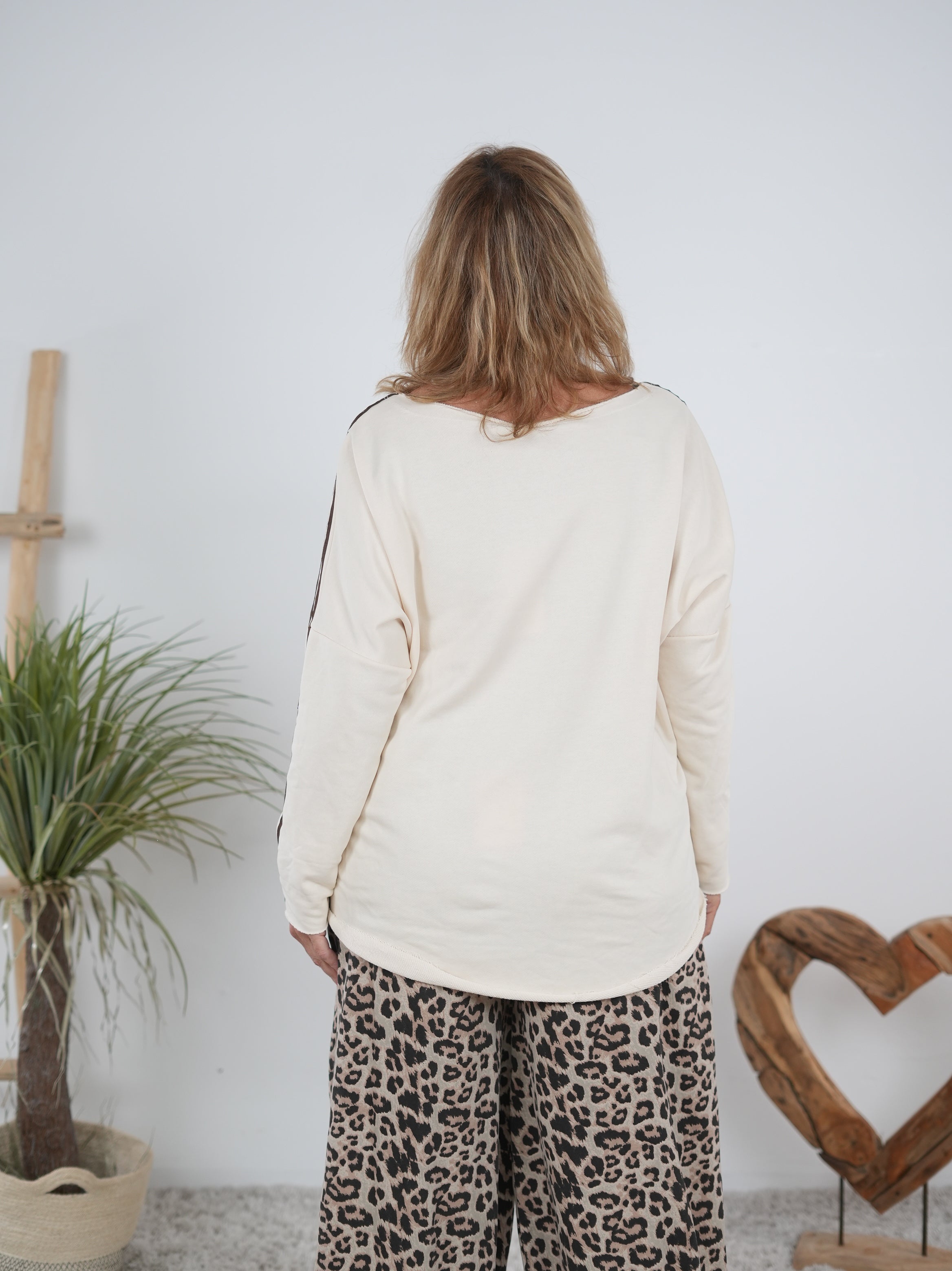 Lässiges Sweaty mit großem Rundhalsausschnitt und Print