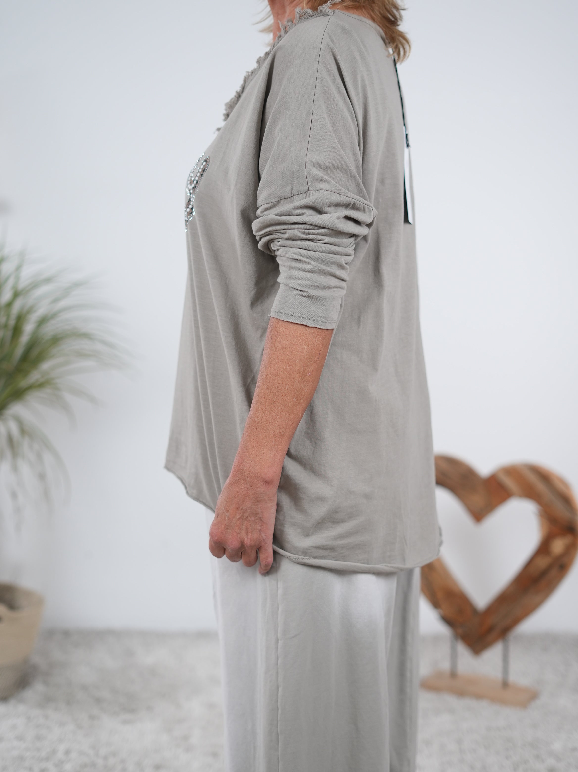 langarm Shirt mit "Happy" Schriftzug