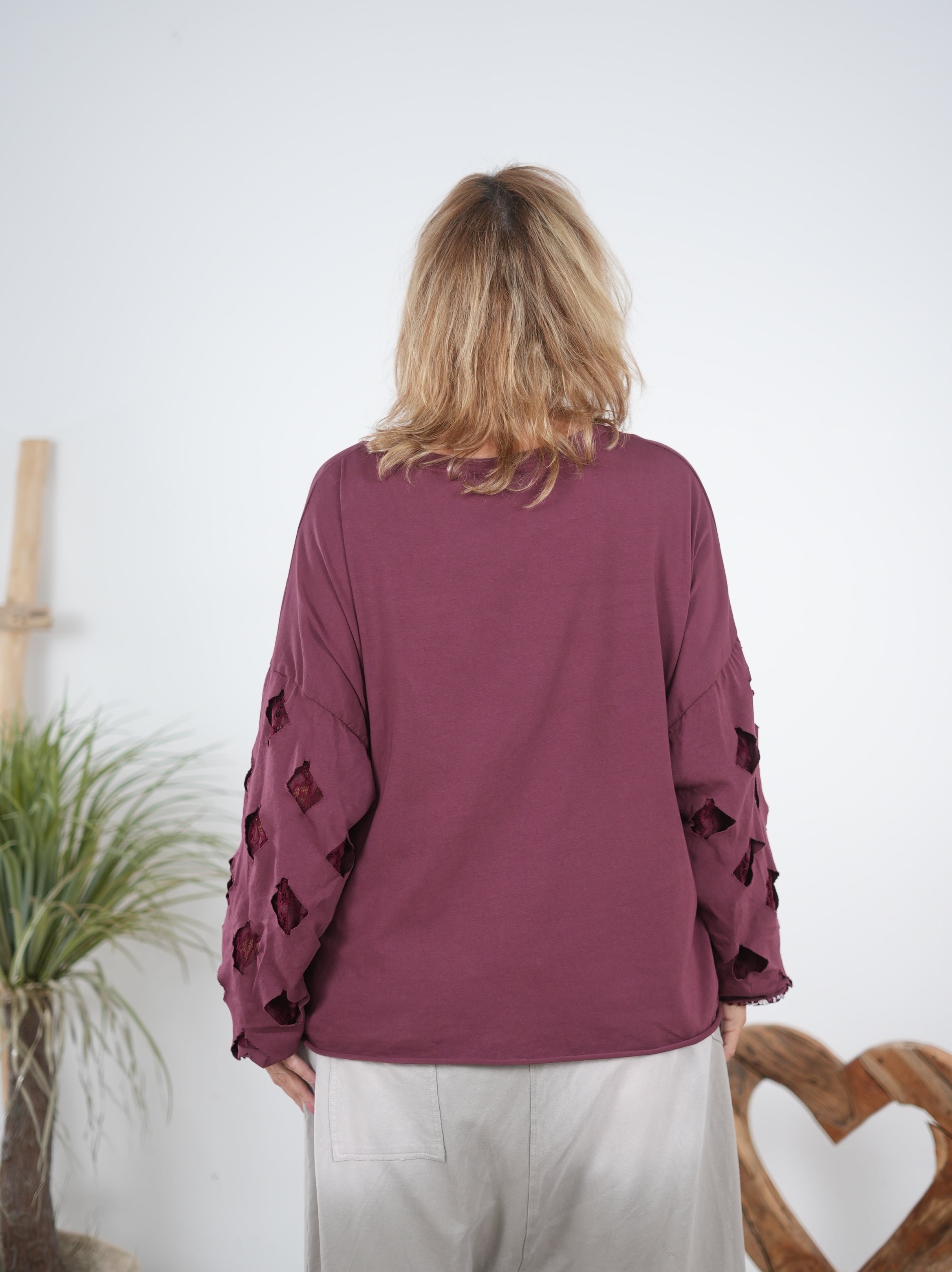 langarm Shirt Schriftzug und auffälligen Ärmeln