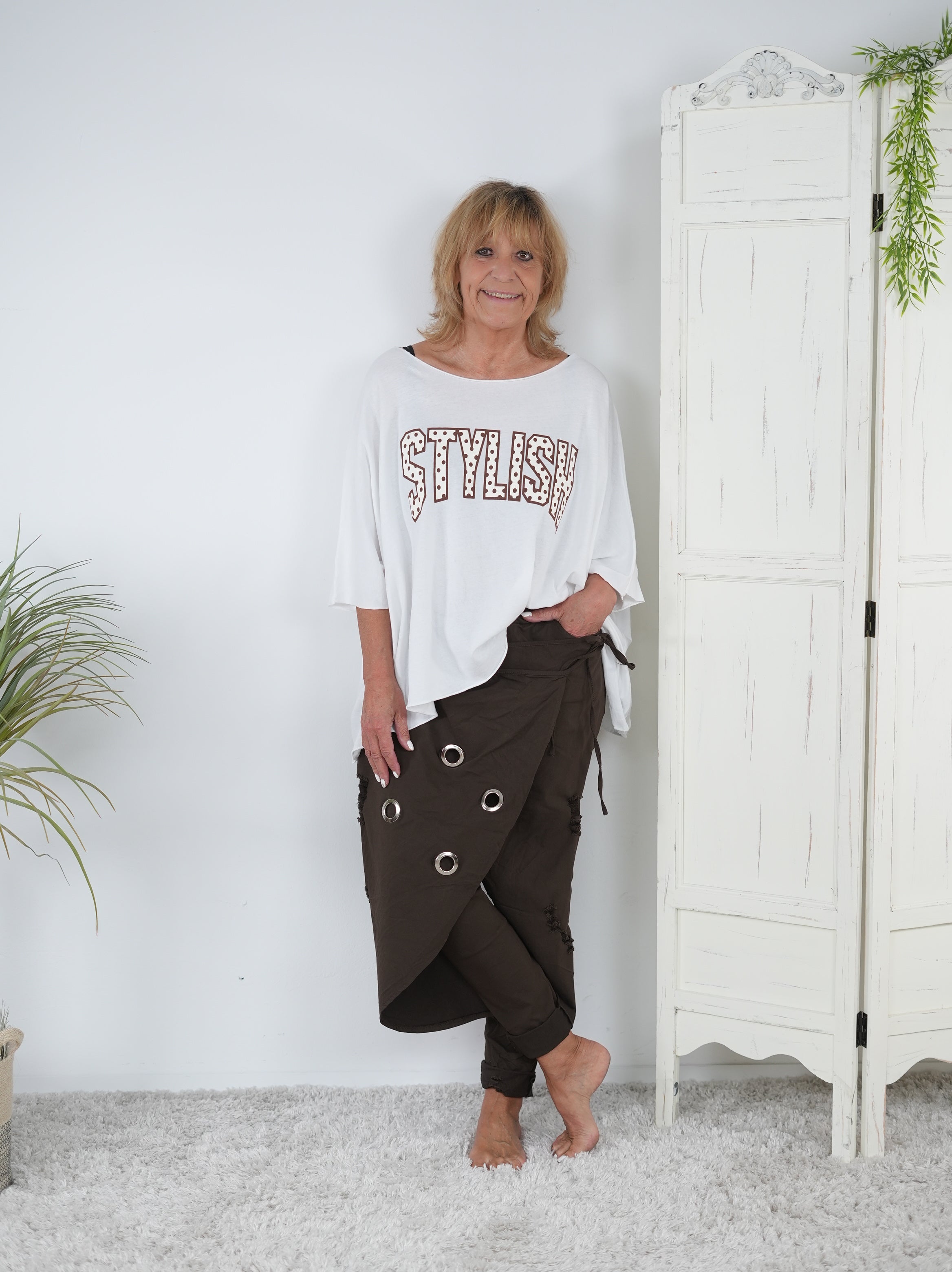 leichter oversize Poncho mit Schriftzug