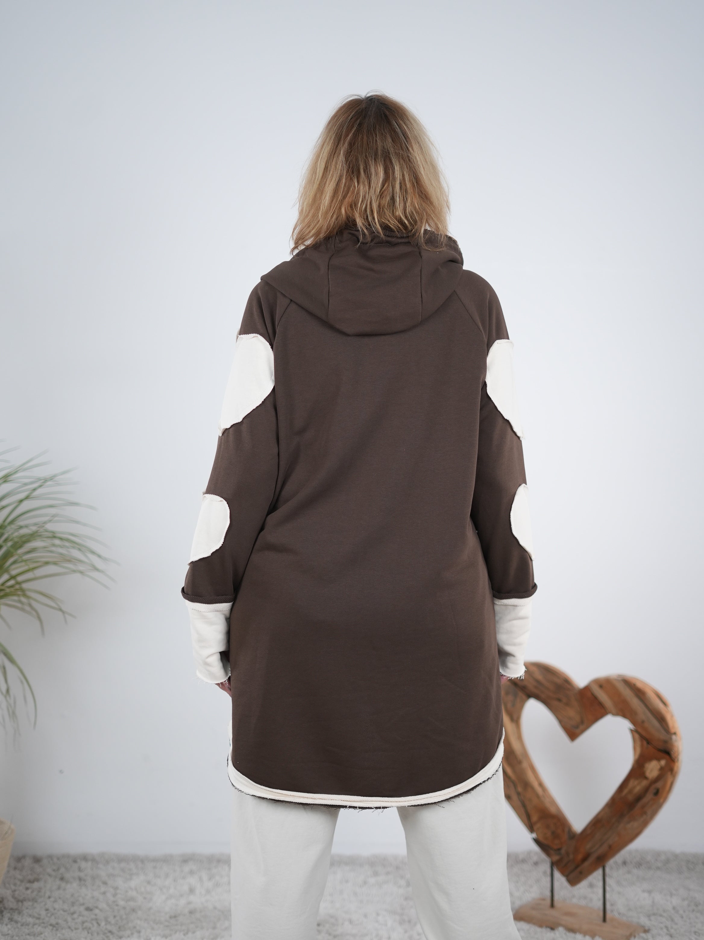 Long Hoody mit Herz Patch