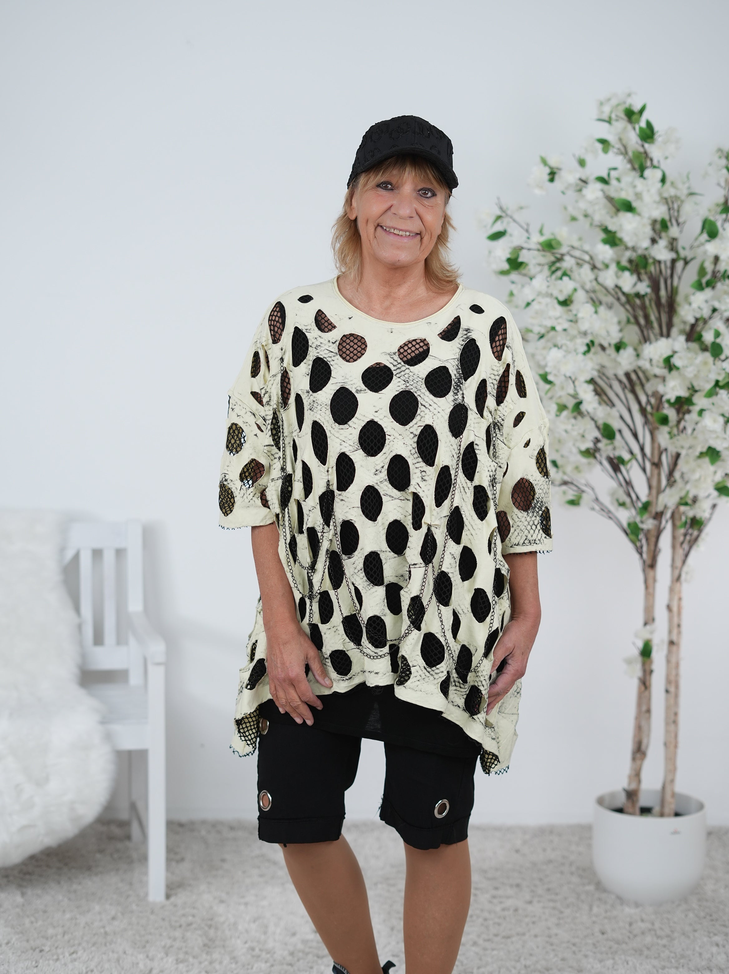oversize Netz Shirt mit Ketten "Details"
