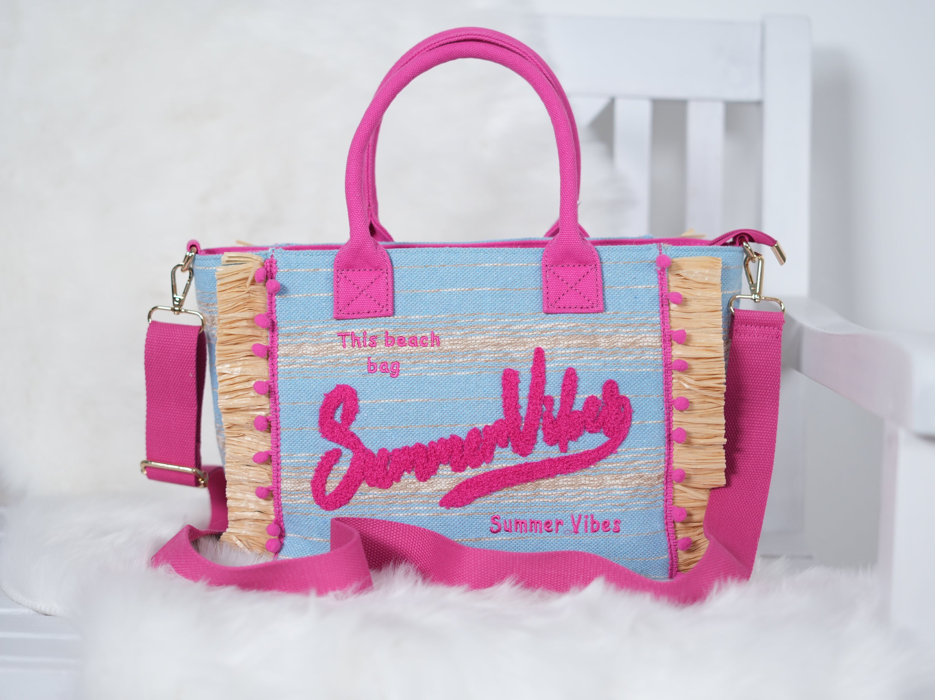 Verspielte Tasche, "summervibe" Blau Pink