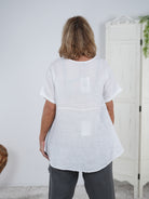 Leinen Bluse mit aufgesetzten Taschen
