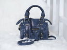 Lässige Crossbody Tasche mit Vintage-Details und Nieten dunkles Blau