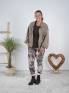 Lässige Velours Jacke Taupe