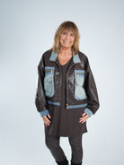 oversize Kunstlederjacke ~jeans~ One Size (ca Größe 38 "oversize" -44) Schoko