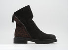 Ankle Boots mit seitlichem Reißverschluss Schwarz mit Leo