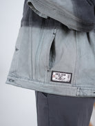 ausgefallene Jeans Jacke mit großem Motiv, zweifarbig