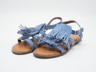 Sandalen mit Fransen Blau