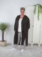 Leinen Hemdkleid mit seitlichen Schlitzen Schoko