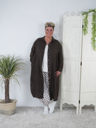 Leinen Hemdkleid mit seitlichen Schlitzen