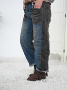 Lässige Barrel Jeans, zweifarbig