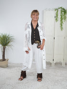 Culotte Hose mit großen Eingriffstaschen und Gummizug Weiß