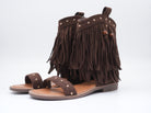 Sandalen mit Fransen Schoko