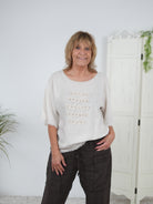 Luftiges Shirt im Leinenmix mit fransigen Abschlüssen Beige