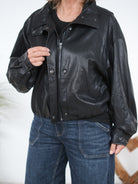Oversize Leder-Imitat Jacke