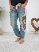 Ausgefallene Hingucker Pants mit Strassmotiv Comic