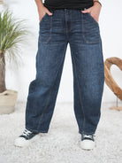 Weite Barrel Jeans, dark blue