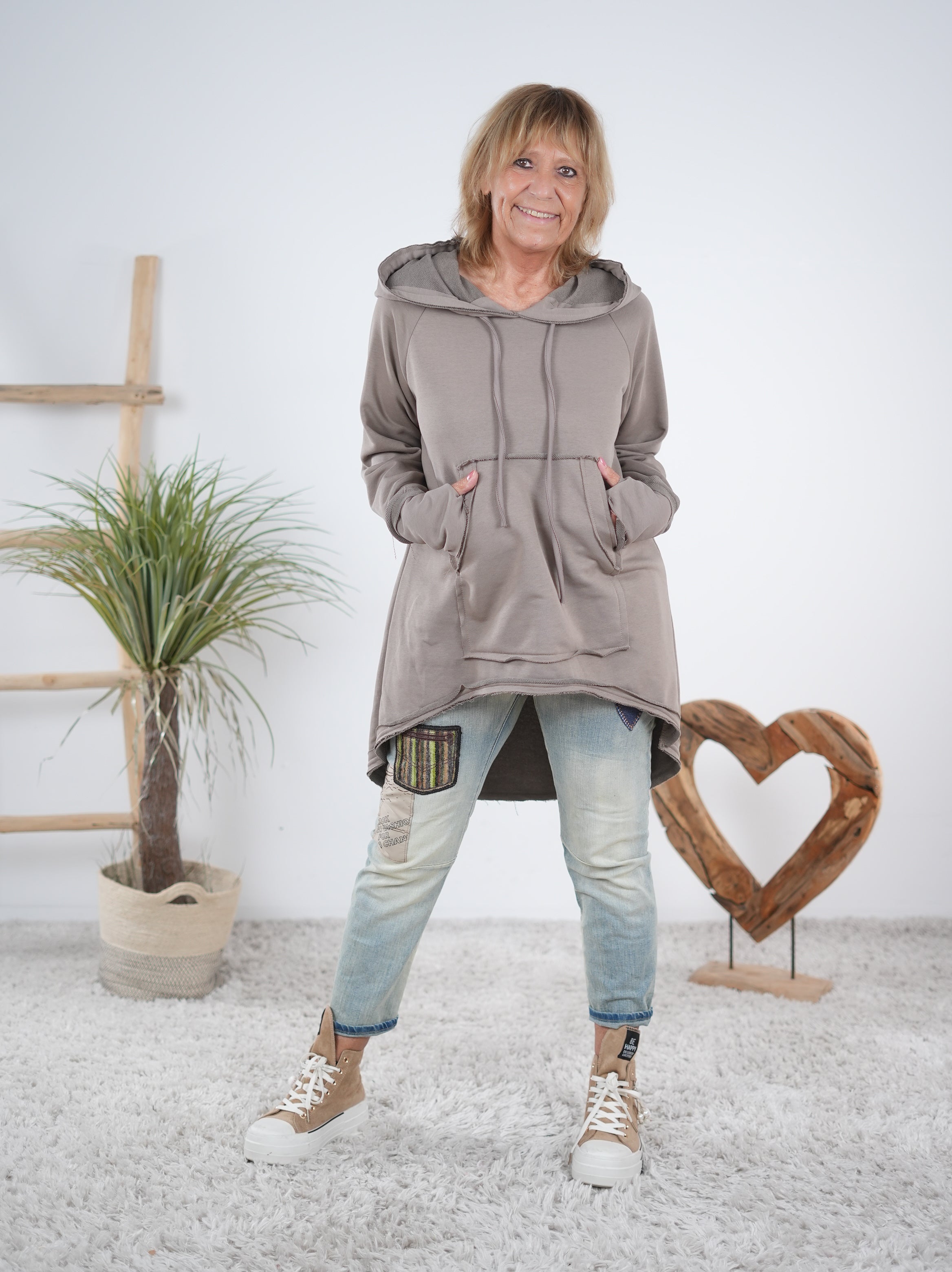 Oversize Longhoody mit Känguru Tasche