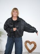 Oversize Leder-Imitat Jacke