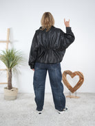 Oversize Leder-Imitat Jacke