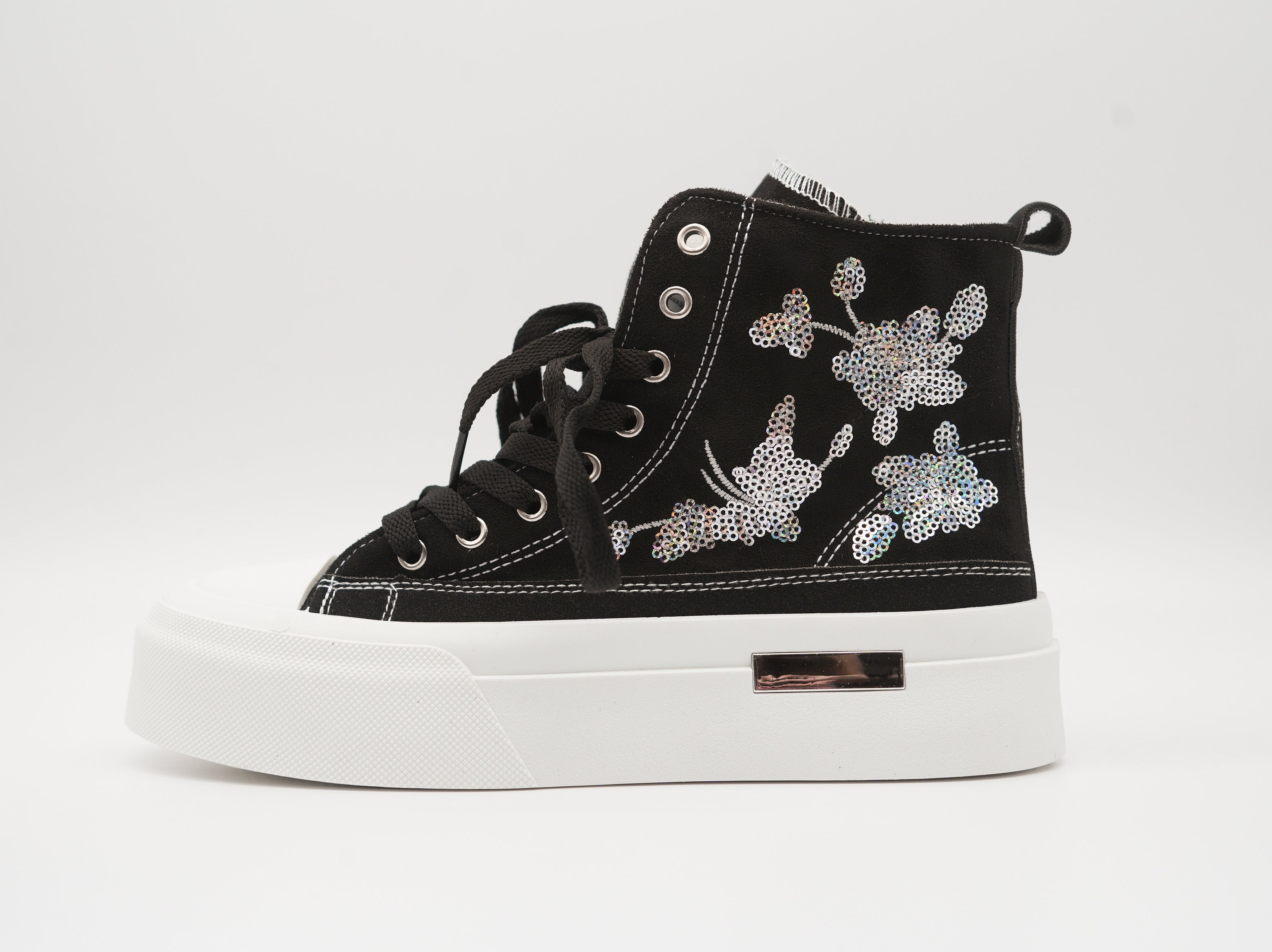 High Sneaker mit Paillettenmuster