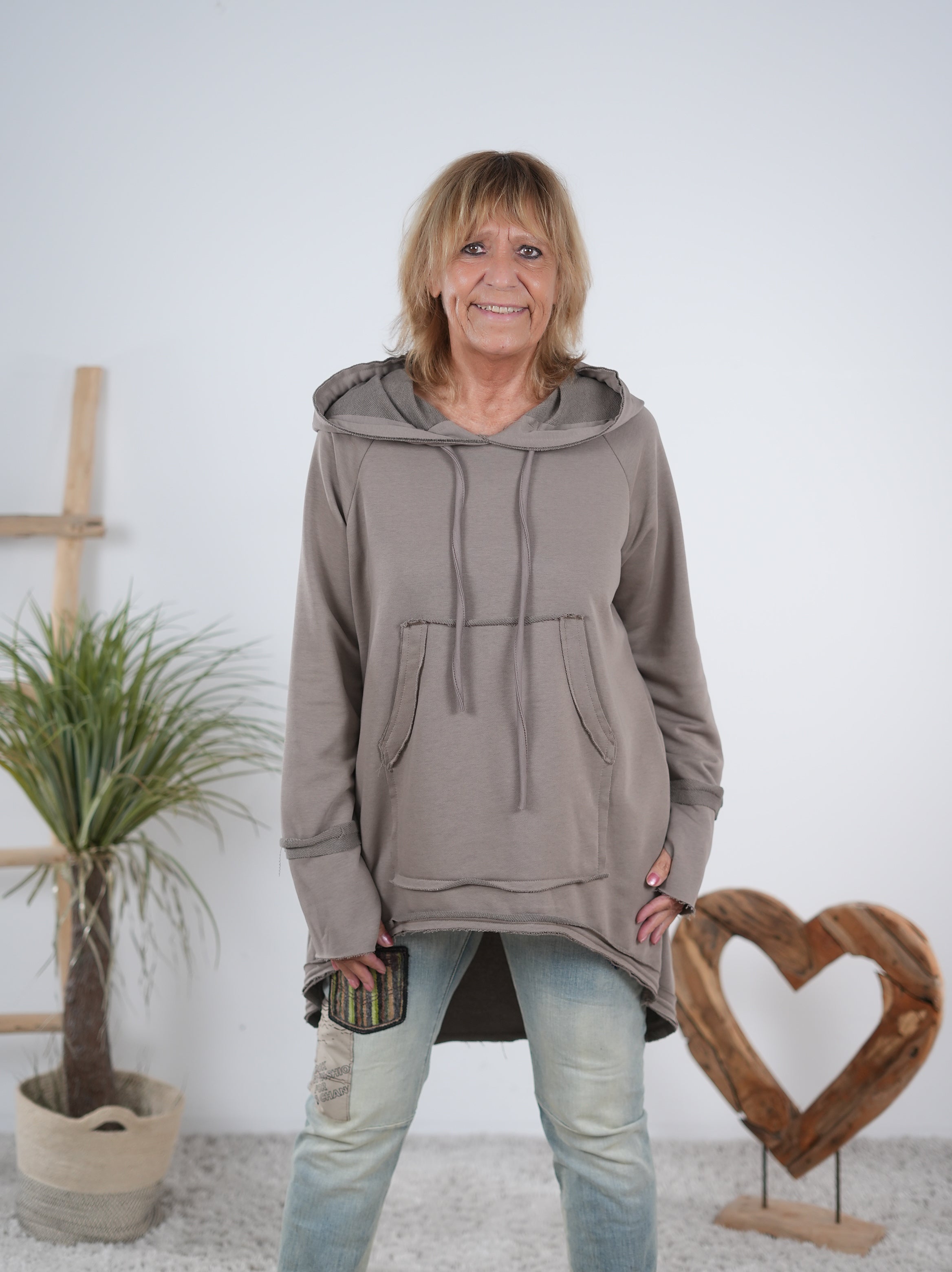 Oversize Longhoody mit Känguru Tasche