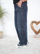 Weite Barrel Jeans, dark blue