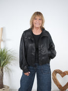 Oversize Leder-Imitat Jacke