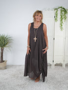 Leichtes Baumwoll-Kleid mit Raffung