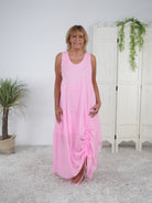 Leichtes Baumwoll-Kleid mit Raffung