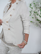 sportlicher Leinen Blazer mit goldenen Knöpfen
