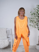 asymmetrisch geschnittenes Top mit auffälligem Ausschnitt Neon Orange