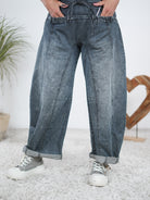 ausgefallene Barrel Jeans mit seitlichem Reißverschluss