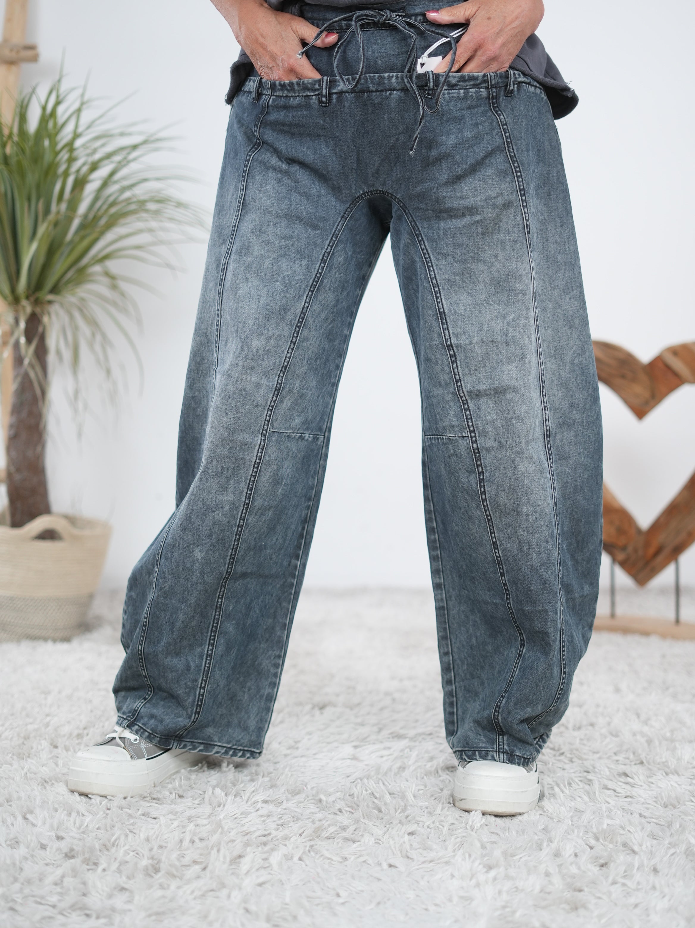 ausgefallene Barrel Jeans mit seitlichem Reißverschluss