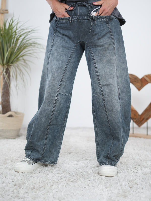 ausgefallene Barrel Jeans mit seitlichem Reißverschluss