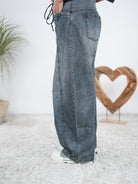 ausgefallene Barrel Jeans mit seitlichem Reißverschluss