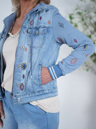 ausgefallene Jeans Jacke mit Sweaty Ärmeln