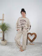 Ausgefallener 2-Teiler mit Hingucker Print Beige